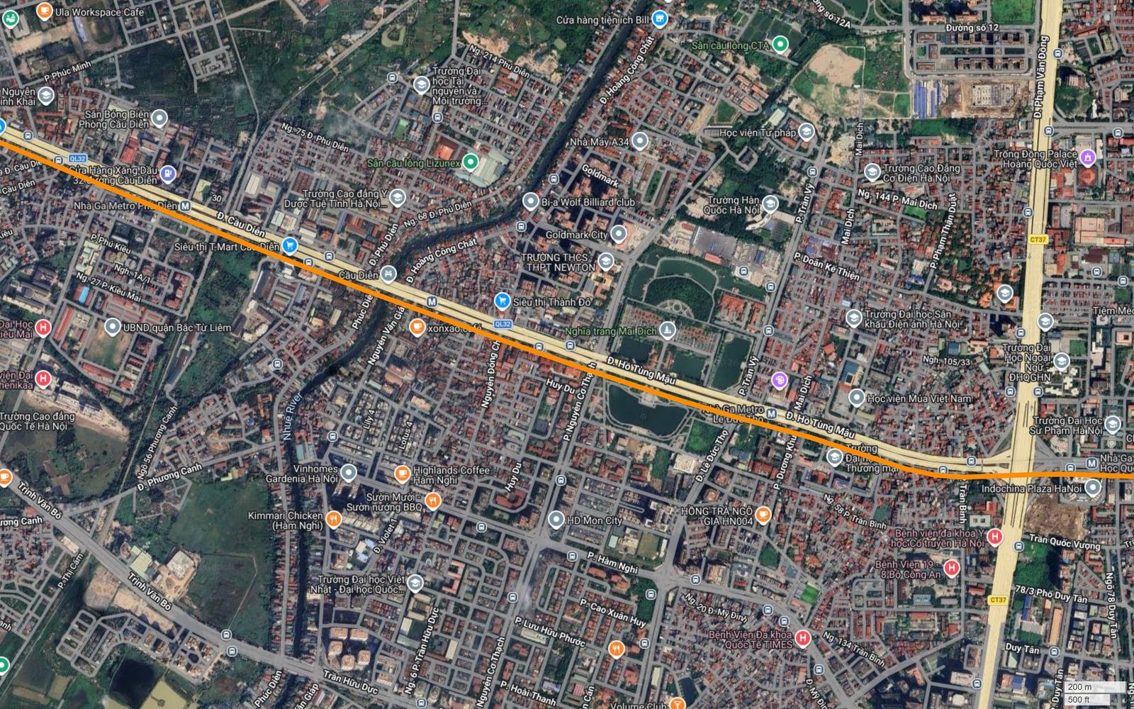 Hành lang metro số 3 Hà Nội cắt Vành đai 3 trên cao tại Mai Dịch, cạnh Goldmark City và Nhà Ga Metro Lê Đức Thọ